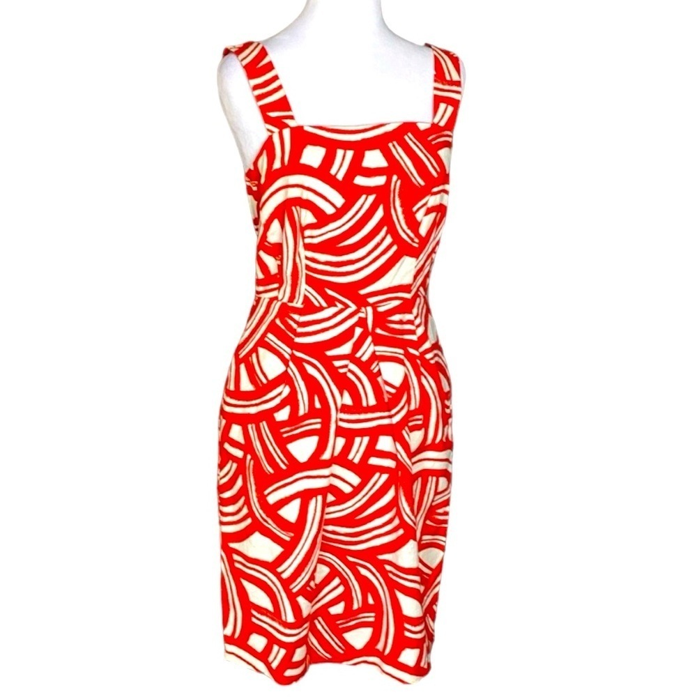 Banana Republic Red and White Abstract Print Mini Dress